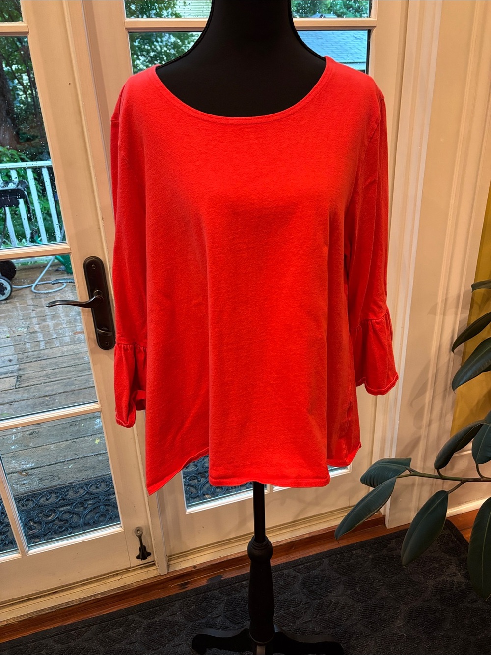 bryn Walker Coral-Red Scoop Neck Tunic